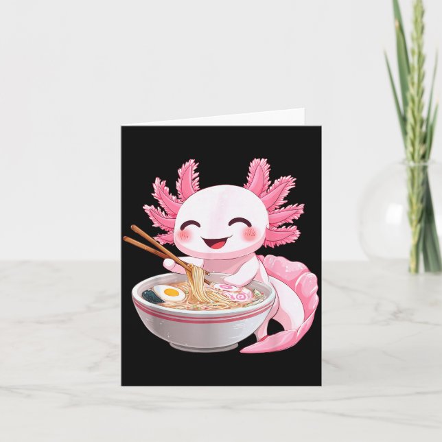 Kawaii Anime Axolotl Ramen  Card (Front)
