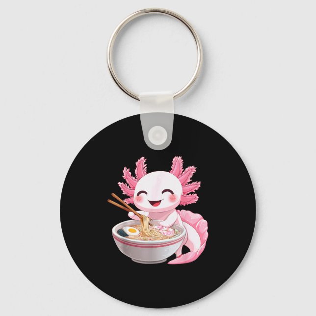 Kawaii Anime Axolotl Ramen  Keychain (Front)