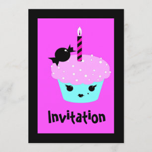 kawaii anime cartoon Emo goth cupcake Invitation