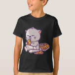 Kawaii Anime Cat Eating Pizza Cute Kitten Cat Neko T-Shirt