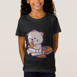 Kawaii Anime Cat Eating Pizza Cute Kitten Cat Neko T-Shirt