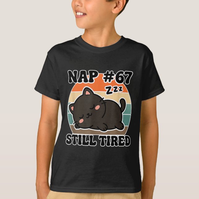 Kawaii Anime Cat Nap 67 Quote 6 7 Meme Graphic Tee (Front)