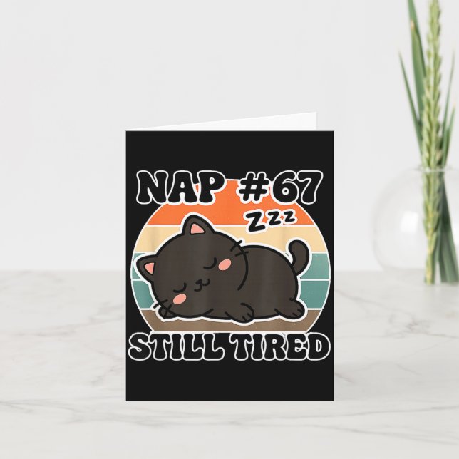Kawaii Anime Cat Nap 67 Quote 6 7 Meme Graphic Tee Card (Front)