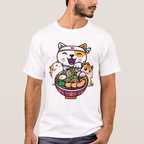 Kawaii Anime Cats Otaku Japanese Ramen Cute Gift T_Shirt