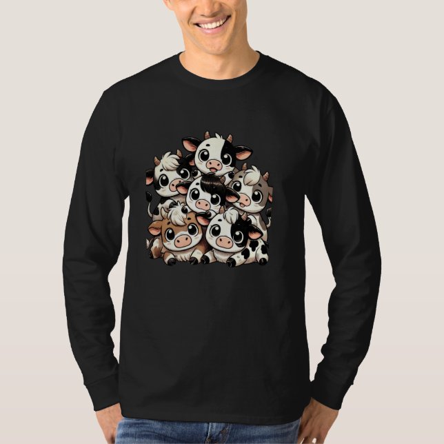 Kawaii Anime Cow Kids Girls T-Shirt (Front)