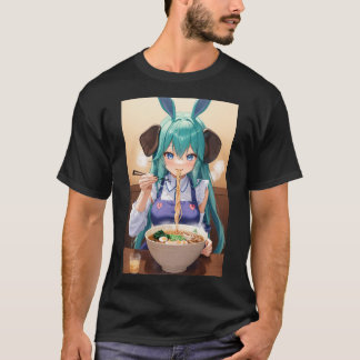 Kawaii Anime Elephant Girl eating Ramen T-Shirt