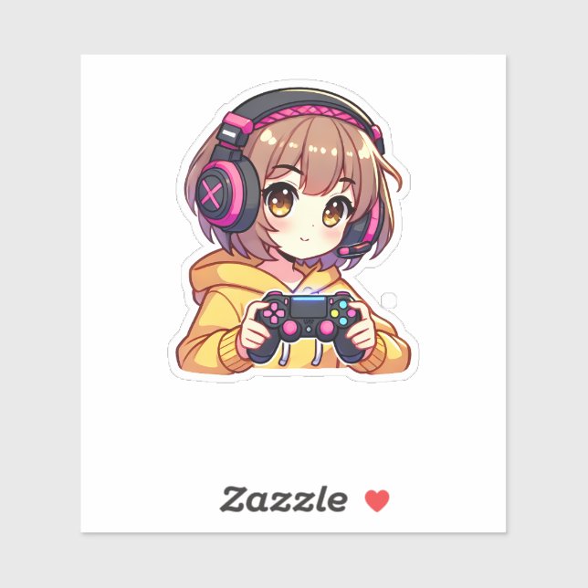 Kawaii Anime Gamer Girl Sticker (Sheet)