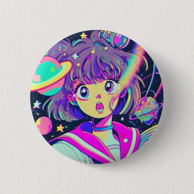 Kawaii Anime Girl Button (Front)