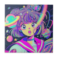 Kawaii Anime Girl Ceramic Tile
