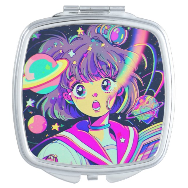 Kawaii Anime Girl Compact Mirror  (Front)