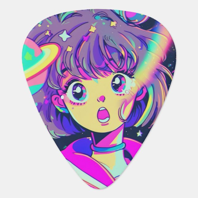 Kawaii Anime Girl Guitar Pick (Front)