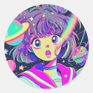 Kawaii Anime Girl in Space Sticker