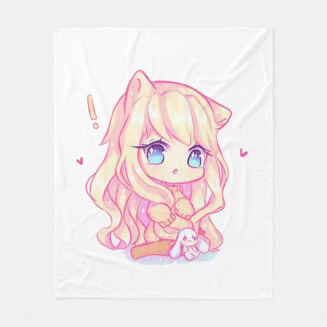 kawaii,anime,girl,just,who,loves,sketching, fleece blanket (Front)