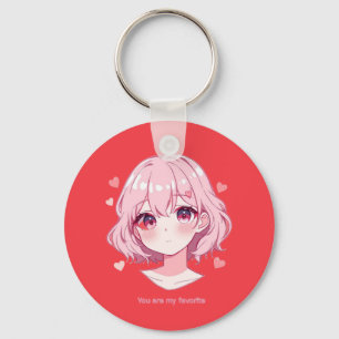 Kawaii Anime Girl Valentine Sweatshirt Keychain