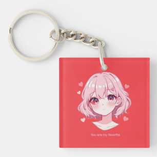 Kawaii Anime Girl Valentine Sweatshirt Keychain