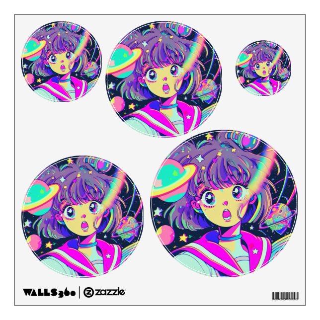 Kawaii Anime Girl Wall Decal (Front)