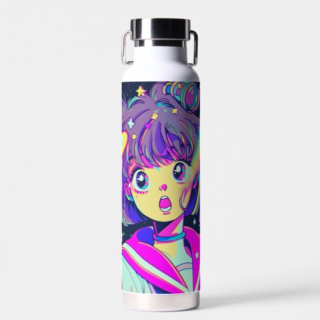 Kawaii Anime Girl Water Bottle (Front)