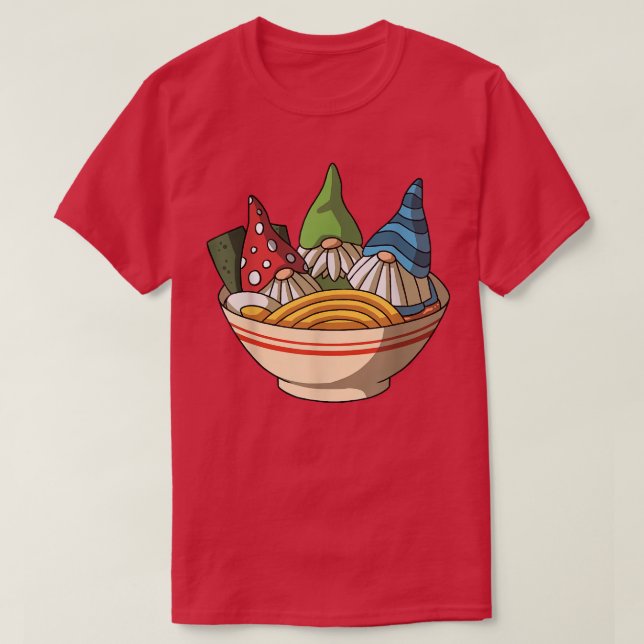 Kawaii Anime Gnomes Asian Noodles Japanese Ramen  T-Shirt (Design Front)