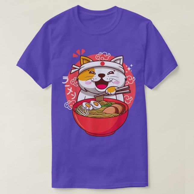 Kawaii Anime Japanese cat ramen  T-Shirt (Design Front)