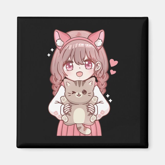 Kawaii Anime Kawaii Cat Lover Otaku  Magnet (Front)