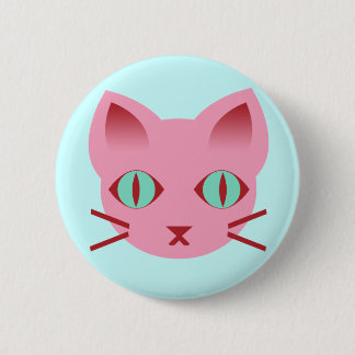 Kawaii Anime Kitty Cat Pink Teal Red Button