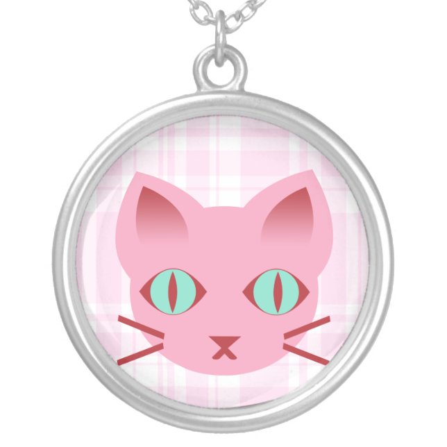 Kawaii Anime Kitty Cat Sterling Silver Necklace (Front)