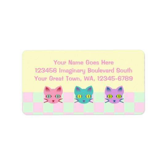 Kawaii Anime Kitty Cats Sherbet Checks Label | Zazzle.com