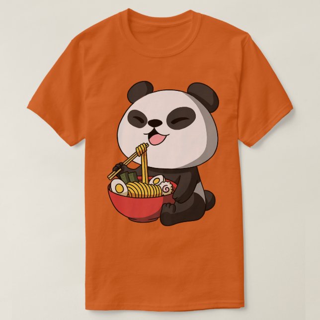 Kawaii Anime Panda Bear Asian Noodles Japanese Ram T-Shirt (Design Front)