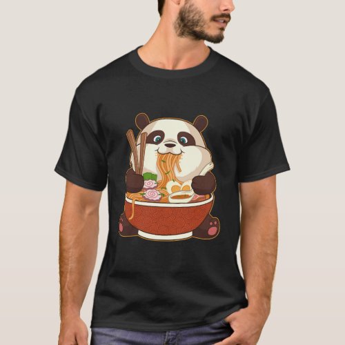 Kawaii Anime Panda Otaku Japanese Ramen Noodles T_Shirt