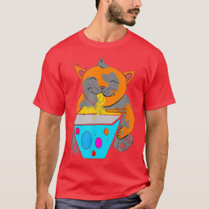 Kawaii Anime Ramen Kitty Cat Japanese Noodles T-Shirt