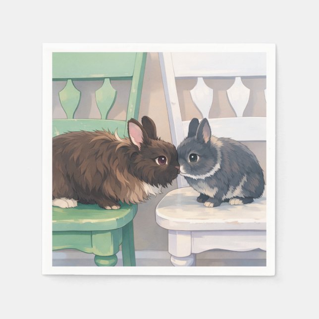 Kawaii Anime Two Bunnies Napkins (50) (Front)