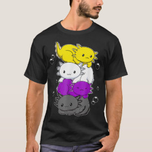 Kawaii Aolotl Pile Nonbinary Flag LGBTQ  T-Shirt