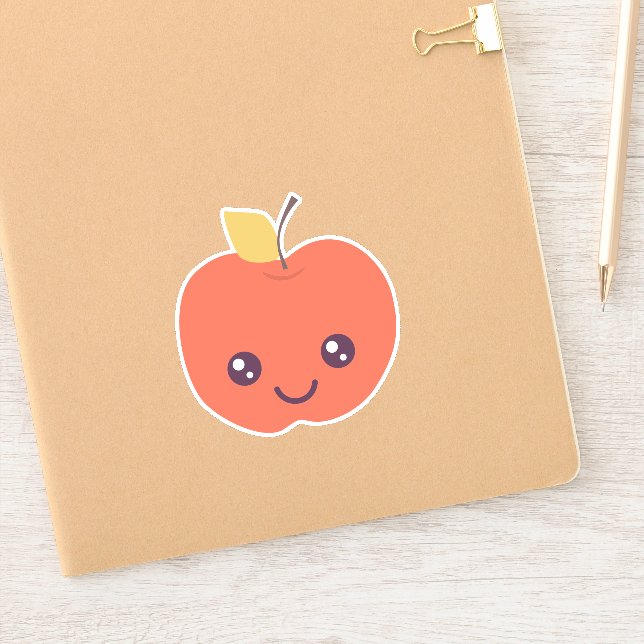 Kawaii Apple Kiss-Cut Vinyl Sticker (Notebook)