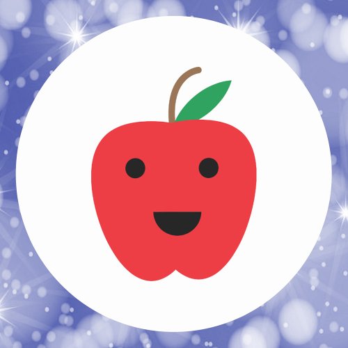 Kawaii Apple Red Cute Classic Round Sticker