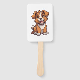 Kawaii Australian Shepherd Puppy Hand Fan