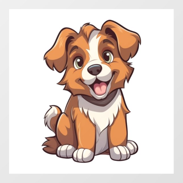 Kawaii Australian Shepherd Puppy   Wall Decal (Front)