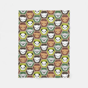 Kawaii Autumn Bears Fleece Blanket