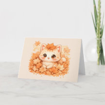Kawaii Autumn Leaf Kitty – Cozy Fall Cat
