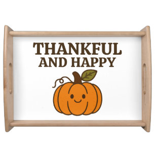 Kawaii Autumn Pumpkin Thankful Happy Thanksgiving Serving Tray