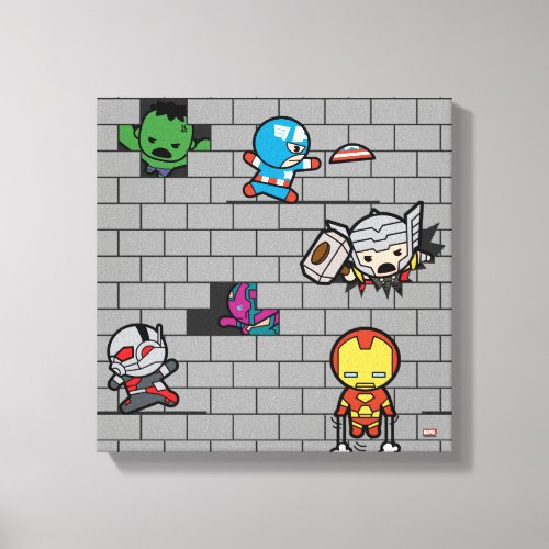 Kawaii Avengers Brick Wall Pattern Canvas Print