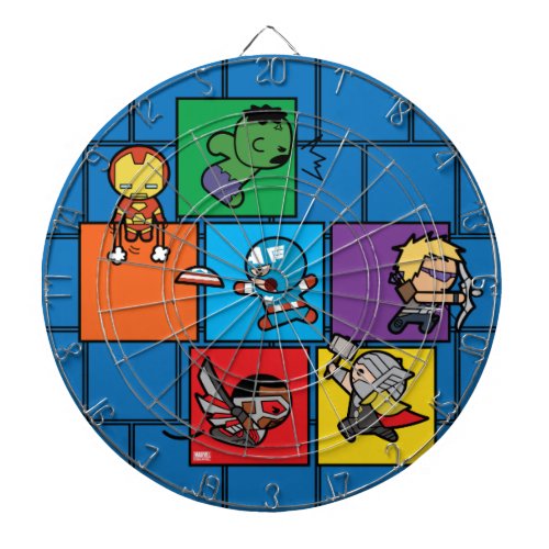 Kawaii Avengers In Colorful Blocks Dart Board