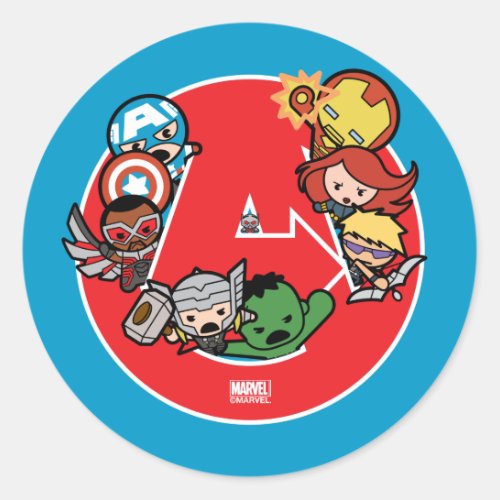 Kawaii Avengers Inside A_Logo Classic Round Sticker