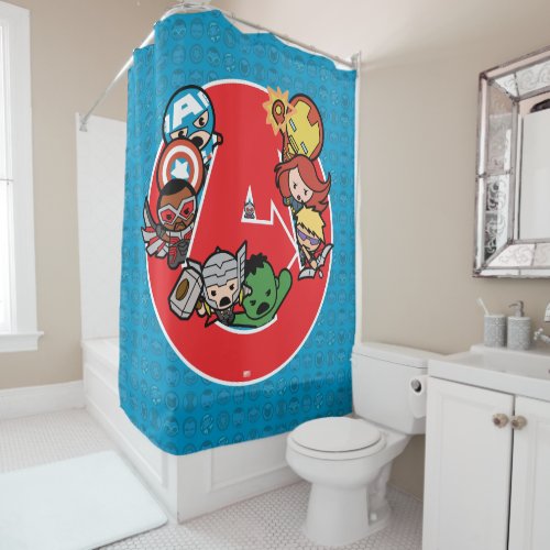 Kawaii Avengers Inside A_Logo Shower Curtain