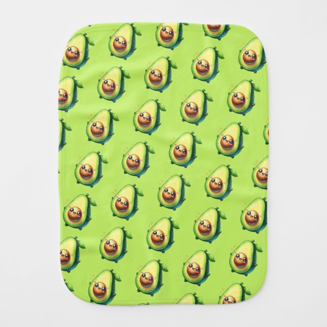 Kawaii Avocado Baby Burp Cloth (Front)