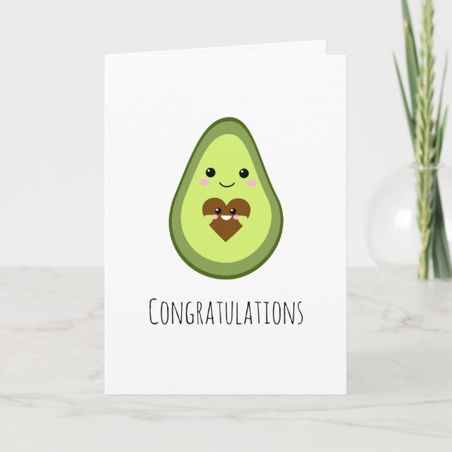 Kawaii Avocado Baby Shower Congratulations Cute Card (Front)