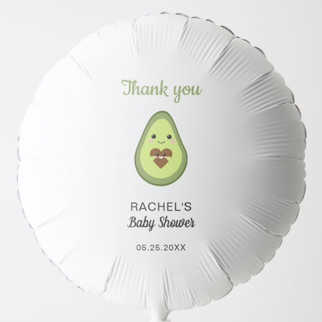Kawaii Avocado Baby Shower Thank you Minimal Cute  Balloon (Front)