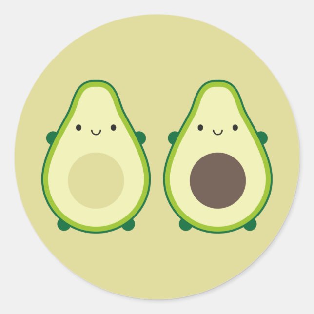 Kawaii Avocado Classic Round Sticker (Front)