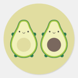 Kawaii Avocado Classic Round Sticker