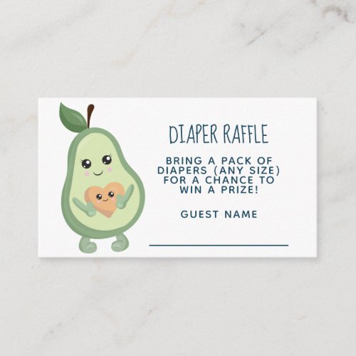 Kawaii Avocado Diaper Raffle Enclosure Card