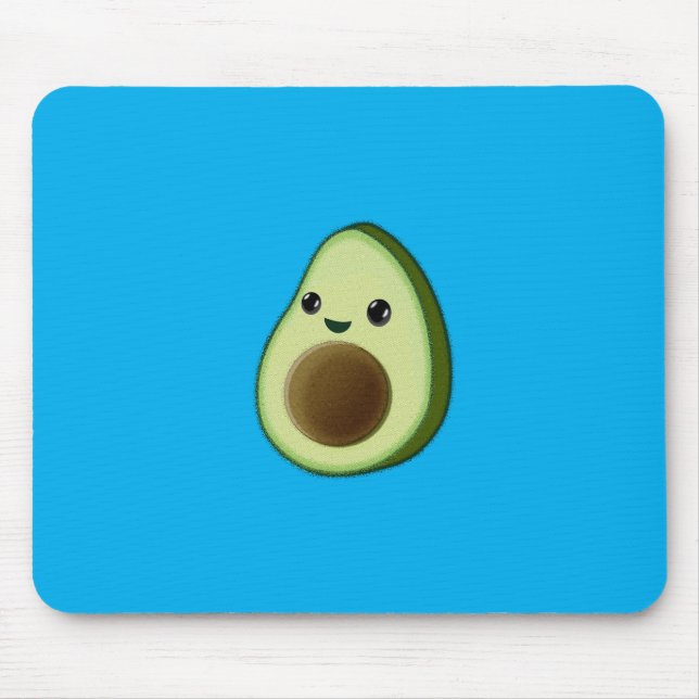 Kawaii Avocado Drawing Custom Blue Mouse Pad (Front)